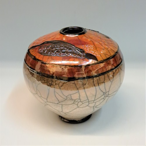 Click to view detail for #230749 Raku Glitter Pot $32